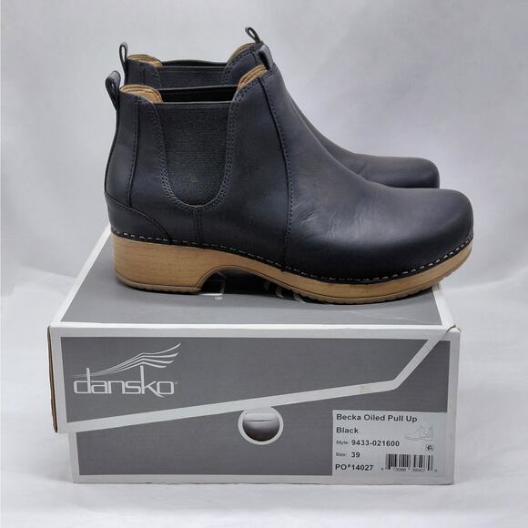 Dansko Shoes - Dansko Womens Becka Oiled Pull Up Leather Chelsea Boots 39(US 8.5) Black NIB